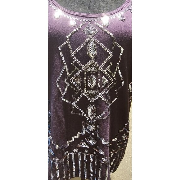 Express Purple Small Sequin Embellished Tank Top With Geometric Design - Picture 3 of 5